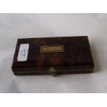 Burr walnut effect ladies rectangular compact with 'Eileen' to lid 10cm long