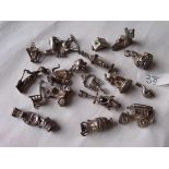 Twenty vintage silver charms 90g