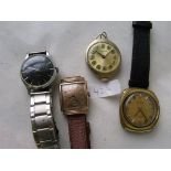 Gents Bulova metal cased wrist watch and 3 others