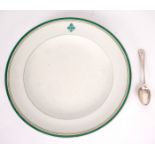 Royal Irish Constabulary, mess plate and silver teaspoon A Royal Worcester bone china dinner