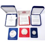 Collection of late 20th century silver crown size coins. All in presentation boxes, mainly