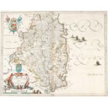 1654 Map of Leinster by Joan Blaeu. A hand-coloured, engraved map Leinster, in the first state as