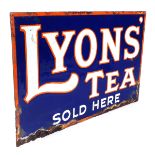 Mid 20th century Lyons' Tea enamel sign A double sided enamel advertising sign for Lyons' Tea.The