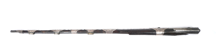 A Turkish matchlock barrel A tapering smoothbore barrel, the top decorated in relief with mititary - Image 2 of 3