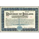 1920 Republic of Ireland Bond Certificate for Twenty-five Dollars. A very rare denomination.