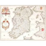 1646 Map of Ireland, by Joannes Jansson. A hand-coloured engraved map, `Hibernia Regnum Vulgo