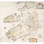 1732 Map of County Kerry by William Petty. A hand-coloured, engraved map, "The County of Kerry",