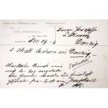 1909, Ernest Shackleton signature On a memorandum form printed for Paul Rottenburg, a Glasgow