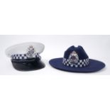 Victoria Police hats. An Australian, Victoria Police wide-brimmed, navy-blue, felt uniform hat