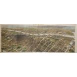 1846 City of Dublin, bird's eye viey of the city. A hand coloured, steel engraved panorama,
