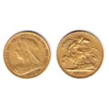 Victoria gold half sovereigns 1884, 1892 and 1901. 1884 young head, 1892 Jubilee head shield