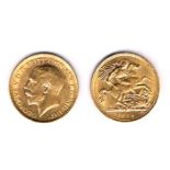 George V gold half sovereigns 1912, 1913, 1914 and 1915. Very fine (4).