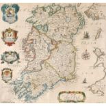 Late 17th century, map of Ireland A hand-coloured engraving, 'A Mapp of the Kingdome of Ireland',