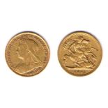 Victoria gold half sovereigns 1884 and 1895. About fine. (2)