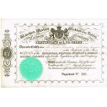 Share certificates, Irish railways and telegraphs. Waterford, Wexford, Wicklow and Dublin Railway