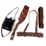 1913-1922 A Sam Browne belt, two bandoliers and a water canteen. Of types used by Irish Volunteers