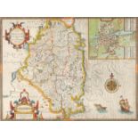 1632 Map of Leinster by John Speed. A hand-coloured, engraved map, 'The Countie of Leinster with the