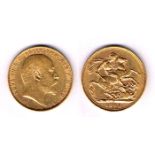 Edward VII gold sovereigns 1903, 1904, 1905, 1907. Fine to very fine. (4)