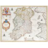 1662 Map of Ireland by Joan Blaeu A hand-coloured, engraved map of Ireland, in the second state as