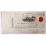 1836, August 1, Suir Navigation Company, share certificate. Number 82, for one share, issued, signed