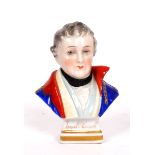 Late 19th century, miniature bust of O'Connell A miniature porcelain bust of 'The Liberator', the