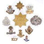 1881-1922 Royal Irish Regiment and various Irish regimental badges. A Victorian white metal badge of