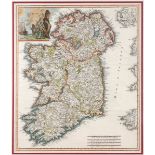 1743 Map of Ireland, by Guillaume de Lisle. A hand-coloured, engraved map of Ireland, 'Irlanda',