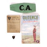 1939-1946 Emergency, an Caomnoiri Aitiula, Local Security Force, armband, badge and manuals. The