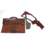 1940s lockable document case and post-war leather shoulder holster The case with metal bar accross