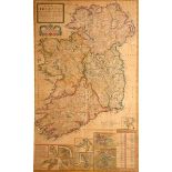 1740 A New Map of Ireland, by Herman Moll. A hand coloured engraved map of Ireland, divided into its