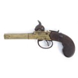 1800s brass pistol by Goodwin & Co. An all-brass English flintlock boxlock pocket pistol made by
