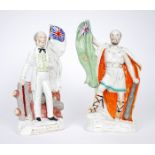 19th century Staffordshire figures of Charles Stewart Parnell and William Ewart Gladstone. The