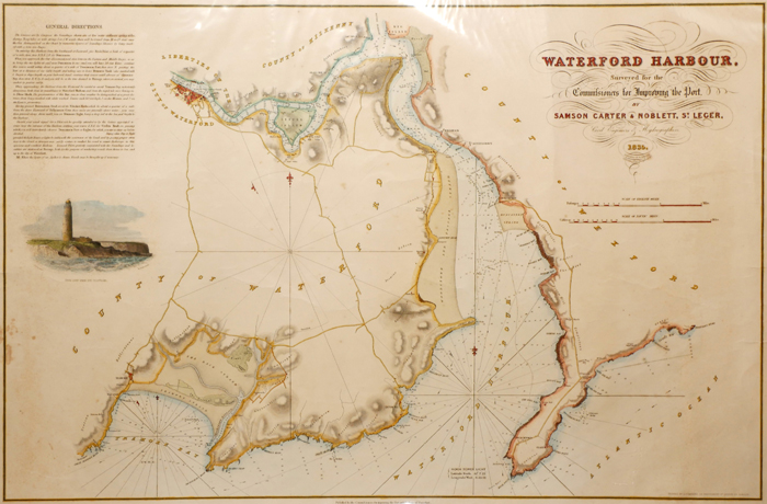 1835 Chart of Waterford Harbour A hand-coloured engraved chart of Waterford Harbour, as surveyed