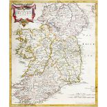 Late 17th century, map of The Kingdom of Ireland by Robert Morden. A hand-coloured engraving,