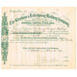 1907 The Strabane and Letterkenny Railway Company, share certificate. 'To Certify that the County