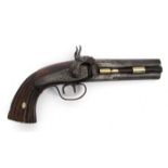 1840s Italian percussion cap double-barrel pistol. A double-barrelled percussion pistol by