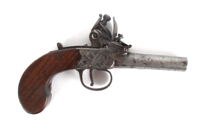 Scottish flintlock muff pistol by Gourlay, Glasgow. A late 18th century flintlock muff pistol with - Image 2 of 3