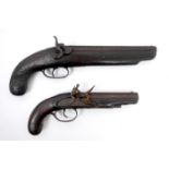 Early 19th century, flintlock and percussion pistols. The flintlock pistol with octagonal barrel,