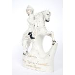 A 19th century Staffordshire figure of William III. The slip-cast figure depicting the King mounted,