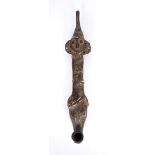 Early 20th century, Lake Victoria, Dan tribe, shell inlaid carved wooden pipe. The mouth-piece above