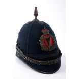 1902 pattern Royal Irish Constabulary helmet. Royal Irish Constabulary helmet, blue cloth with black