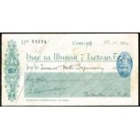 1920, July 23, Cheque signed by Terence MacSwiney. A Munster and Leinster Bank cheque made payable