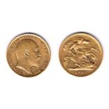 Edward VII gold half sovereigns 1902, 1903, 1904 and 1906. Fine to very fine. (4).