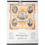 1922 Irish Nationalist leaders, calendar. A promotional 1922 wall calendar for John Flannery &