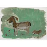 Tony O'Malley HRHA (1913-2003) GOATS [ST MARTIN'S SERIES], 1975 gouache signed with initials, titled