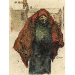 William Conor OBE RHA RUA ROI (1881-1968) OLD BELFAST SHAWLIE crayon on paper signed lower right 9 x