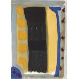 Tony O'Malley HRHA (1913-2003) UNTITLED [BLACK, YELLOW AND BLUE], 1977 gouache signed with