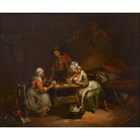 18th Century Continental School FIGURES IN AN INTERIOR WITH CARD PLAYERS and NURSING MOTHER (A PAIR)