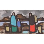 Markey Robinson (1918-1999) COASTAL SCENE WITH FIGURES gouache; (unframed) signed lower left 6½ x