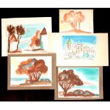 Markey Robinson (1918-1999) SKETCHES (SET OF FIVE) gouache and ink; (5); (unframed) all signed 5¾